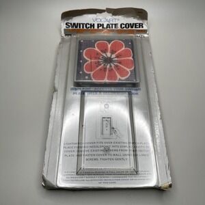 Vintage Light Switch Plate Cover Needlepoint Kit Plastic Vogart 60s 70s Flower